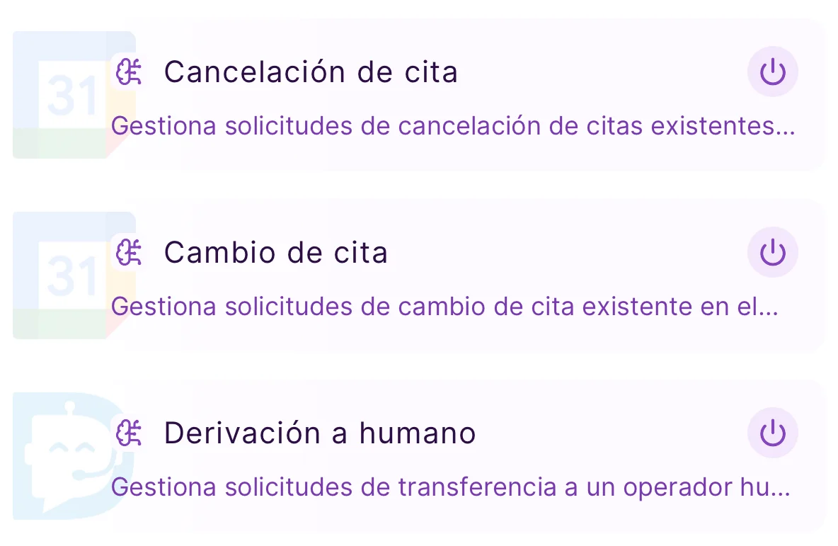 Ejemplo de flujos en la app